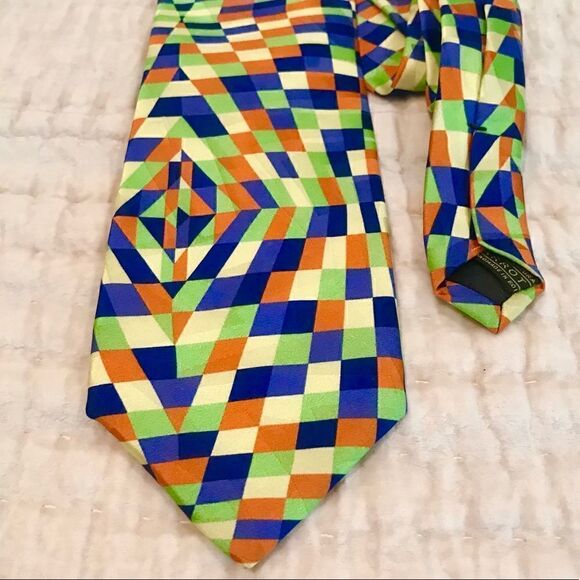 Vintage Carrot & Gibbs Graphic Geometric Tie EUC - Picture 1 of 3